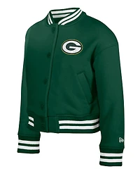 Veste polaire à boutons-pression en chenille appliquée New Era Green Bay Packers pour jeunes