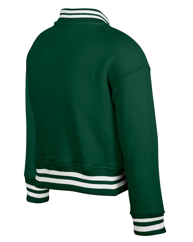 Veste polaire à boutons-pression en chenille appliquée New Era Green Bay Packers pour jeunes