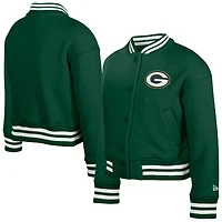 Veste polaire à boutons-pression en chenille appliquée New Era Green Bay Packers pour jeunes
