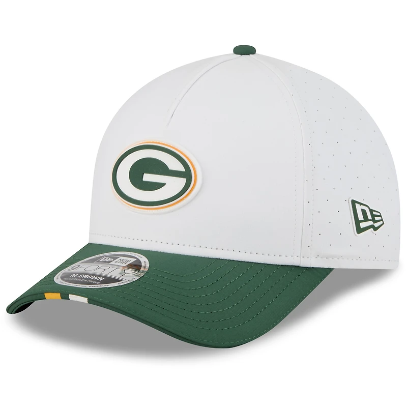 Youth New Era  White/Green Green Bay Packers 2025 NFL Training Camp A-Frame 9FORTY Adjustable Hat