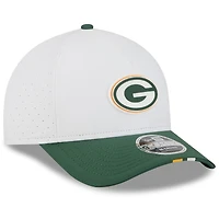 Youth New Era  White/Green Green Bay Packers 2025 NFL Training Camp A-Frame 9FORTY Adjustable Hat
