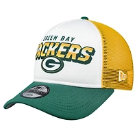 Casquette ajustable New Era blanche/verte Streak 9FORTY A-Frame des Packers de Green Bay pour jeunes