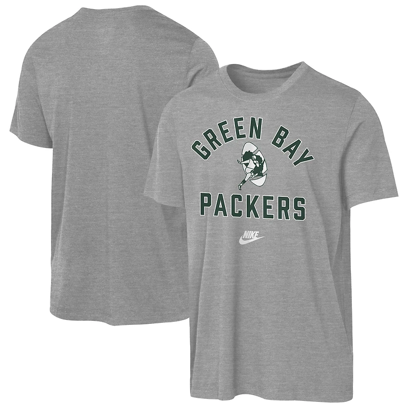 Youth Nike Dark Heather Gray Green Bay Packers Rewind Tri-Blend T-Shirt
