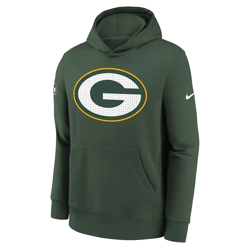 Sweat à capuche en polaire Nike Green Bay Packers 2025 Sideline Club pour jeunes
