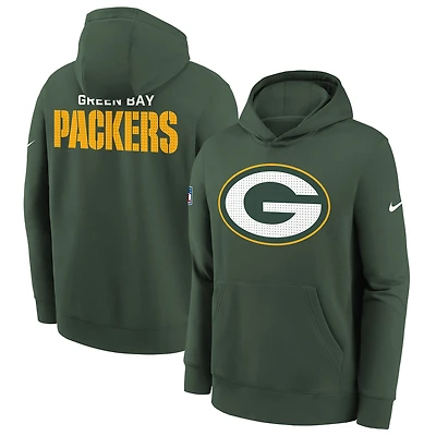 Sweat à capuche en polaire Nike Green Bay Packers 2025 Sideline Club pour jeunes