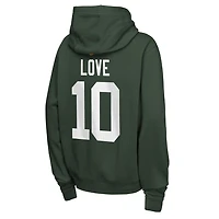 Youth Nike Jordan Love Green Bay Packers Name & Number Club Fleece Hoodie