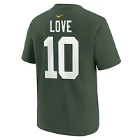 T-shirt avec nom et numéro de joueur Nike Jordan Love Green Bay Packers pour jeunes