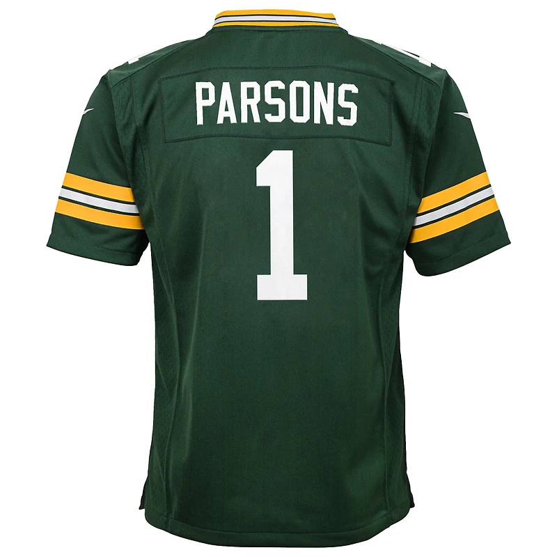 Maillot de joueur Nike Micah Parsons pour jeunes, vert, des Green Bay Packers