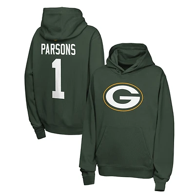Youth Nike Micah Parsons Green Bay Packers Name & Number Club Fleece Hoodie