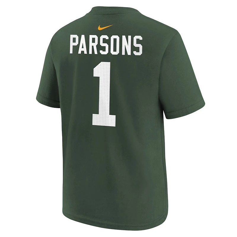 T-shirt Nike Micah Parsons pour jeune, vert, avec nom et numéro de joueur des Green Bay Packers