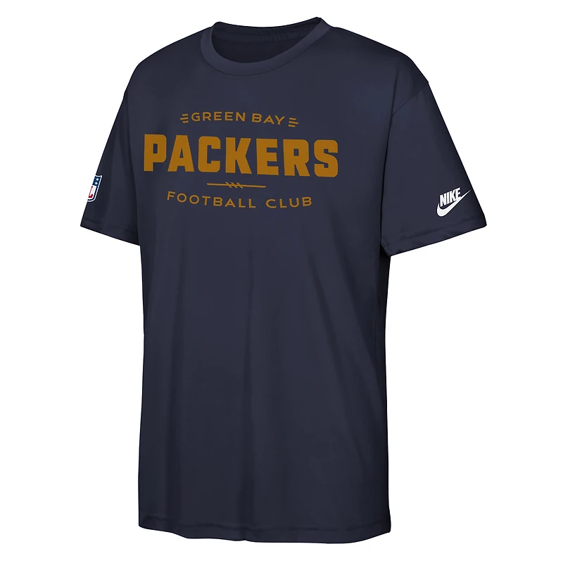 T-shirt Nike Dri-FIT bleu marine Green Bay Packers 2025 pour jeunes