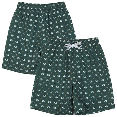 Youth Wes & Willy Green Bay Packers Fleur Swim Trunks