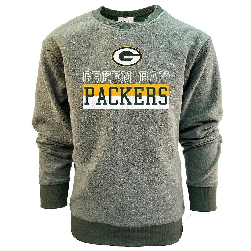 Youth Wes & Willy  Green Bay Packers Reversible Fleece Pullover Sweatshirt