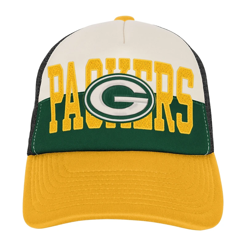 Casquette ajustable pour jeunes, blanche et dorée, pour supporter moderne des Packers de Green Bay