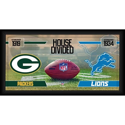 Collage de football encadré 10" x 20" des Packers de Green Bay contre les Lions de Detroit