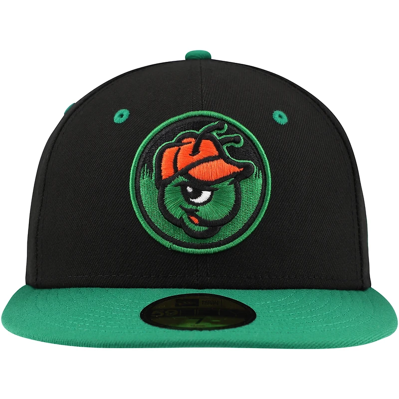 Casquette ajustée 59FIFTY de la collection authentique des Greensboro Grasshoppers New Era noire pour hommes