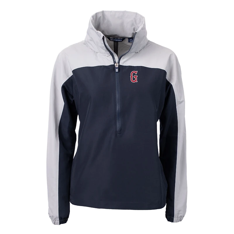 Women's Cutter & Buck Navy/Gray Greenville Drive Charter Eco Recycled Half-Zip Anorak Jacket