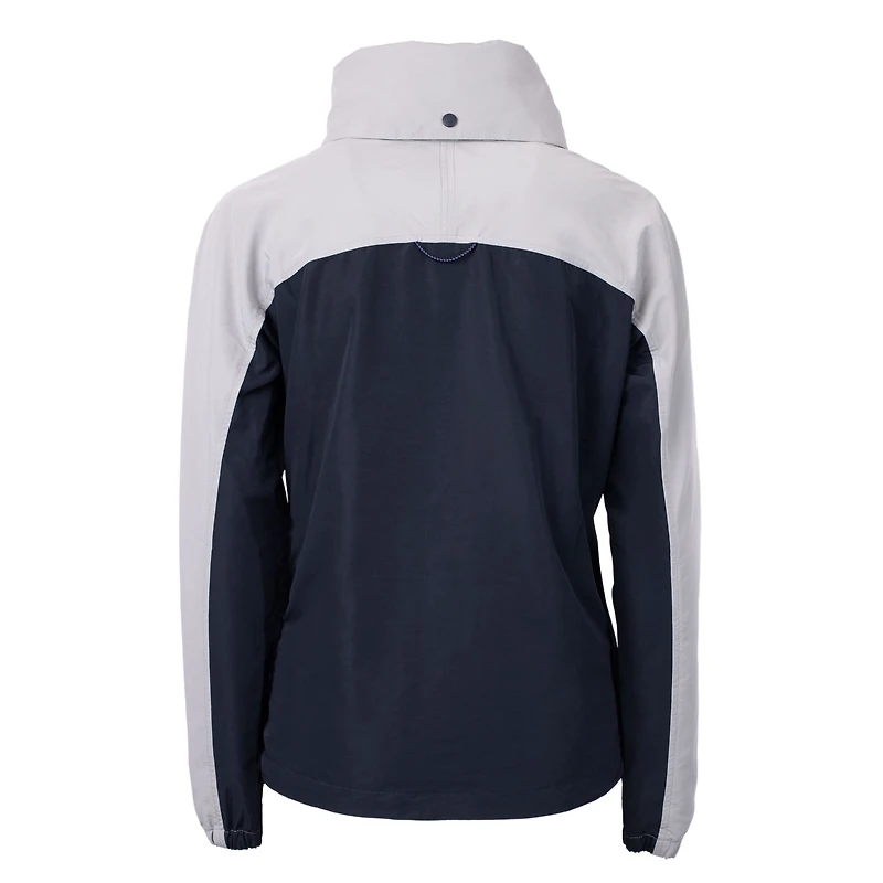 Women's Cutter & Buck Navy/Gray Greenville Drive Charter Eco Recycled Half-Zip Anorak Jacket