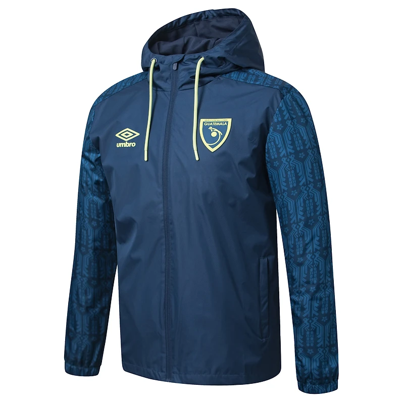 Veste de pluie zippée Umbro bleu marine pour homme, équipe nationale du Guatemala 2025