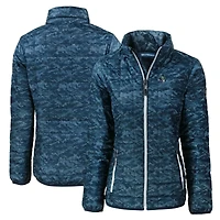 Women's Cutter & Buck  Navy Gwinnett Stripers Rainier PrimaLoft Eco Insulated Camo Full-Zip Puffer Jacket