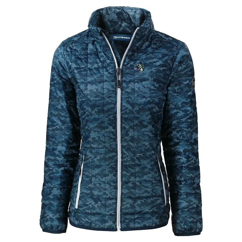 Doudoune zippée intégrale isolée PrimaLoft Eco Camo pour femme, bleu marine, Gwinnett Stripers, Cutter & Buck