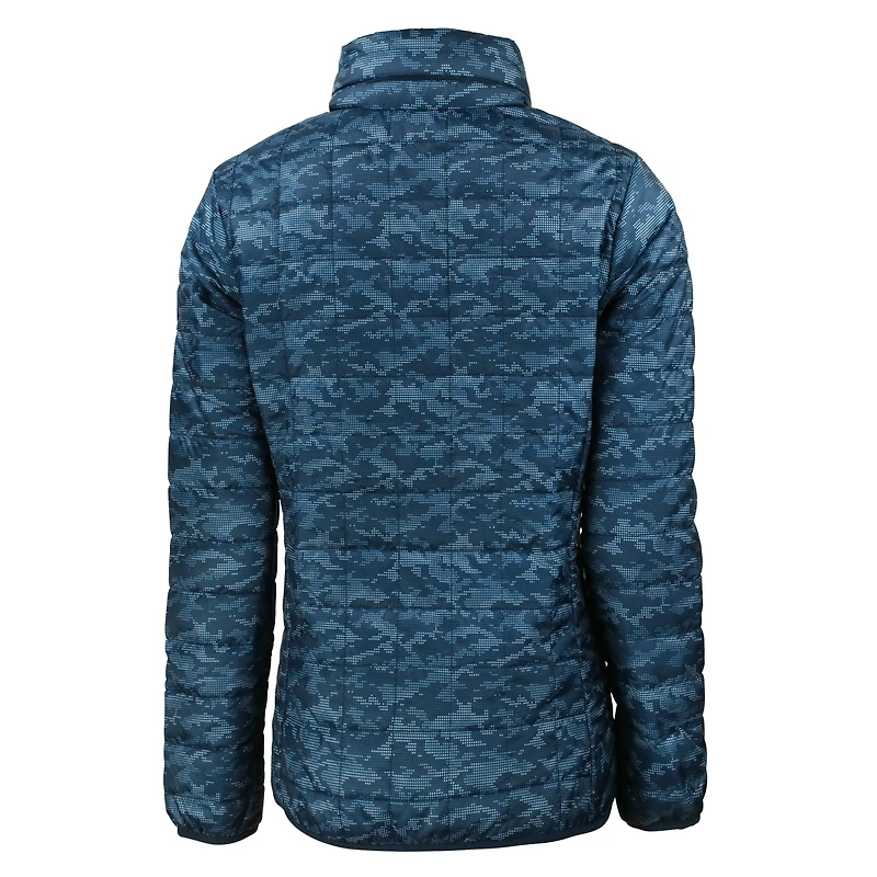 Women's Cutter & Buck  Navy Gwinnett Stripers Rainier PrimaLoft Eco Insulated Camo Full-Zip Puffer Jacket