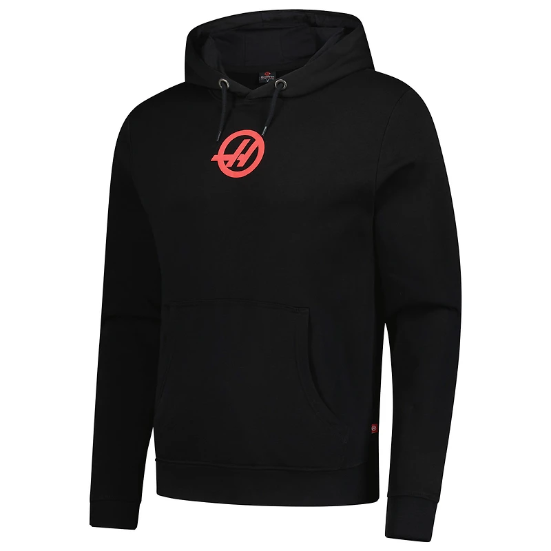Sweat à capuche noir pour homme Haas F1 Team 2025 Fan Wear Roundel