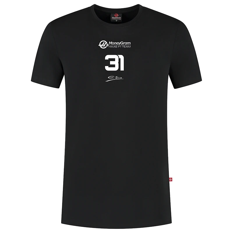 T-shirt noir pour homme Esteban Ocon, pilote Haas F1 Team 2025