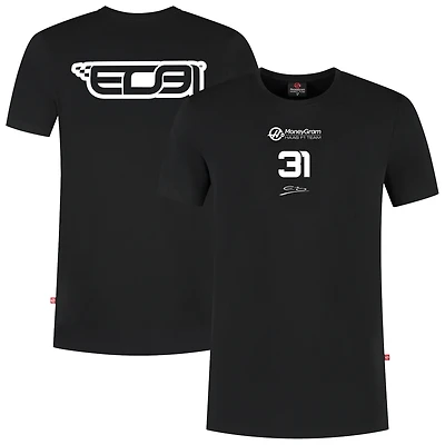 T-shirt noir pour homme Esteban Ocon, pilote de l'écurie Haas F1 Team 2025