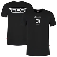 T-shirt noir pour homme Esteban Ocon, pilote de l'écurie Haas F1 Team 2025