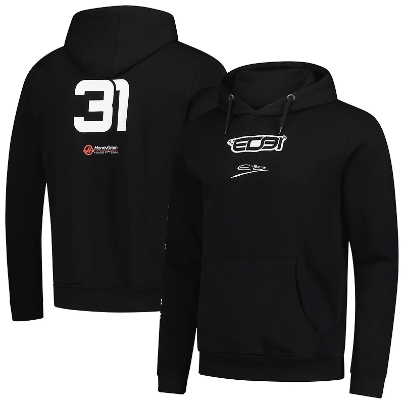 Sweat à capuche noir Esteban Ocon pour homme, équipe Haas F1 2025