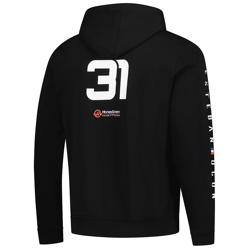 Sweat à capuche noir Esteban Ocon pour homme, équipe Haas F1 2025