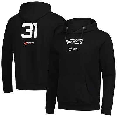 Sweat à capuche noir Esteban Ocon Haas F1 Team 2025 pour homme
