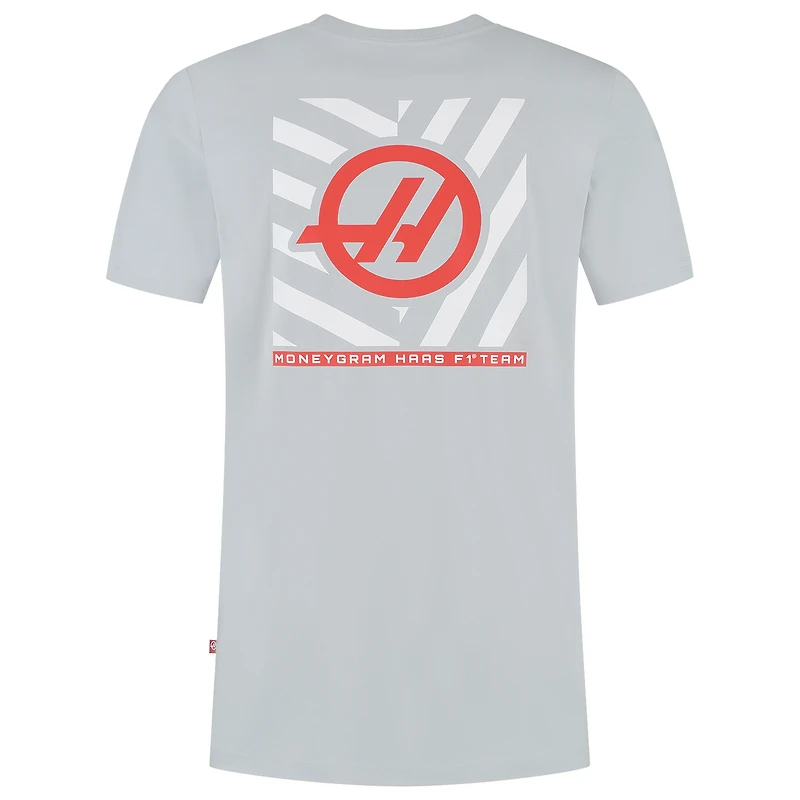 T-shirt gris pour homme Haas F1 Team 2025, motif fan, rayures rondes