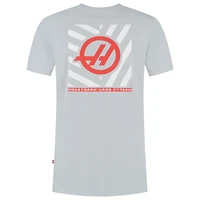 T-shirt gris pour homme Haas F1 Team 2025, motif fan, rayures rondes