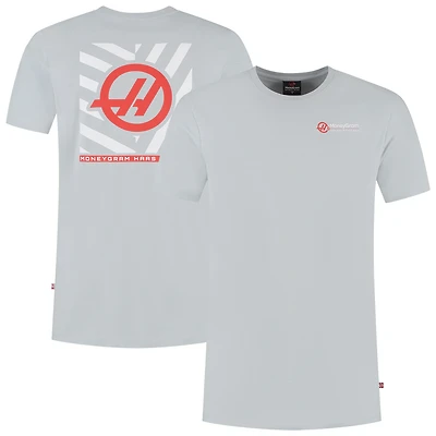 T-shirt gris pour homme Haas F1 Team 2025, motif fan, rayures rondes