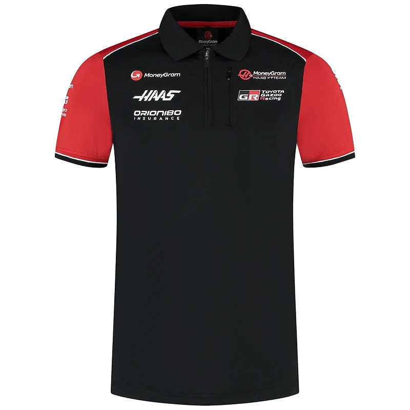 Polo ajusté à fermeture éclair quart de tour Haas F1 Black Team pour homme