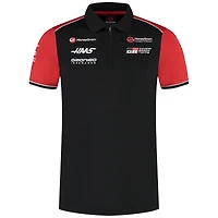 Men's Haas F1 Black Team Fitted Quarter-Zip Polo