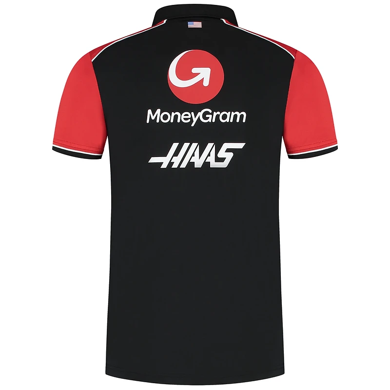 Polo ajusté à fermeture éclair quart de tour Haas F1 Black Team pour homme