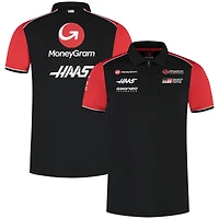 Polo à col zippé noir ajusté Haas F1 pour homme
