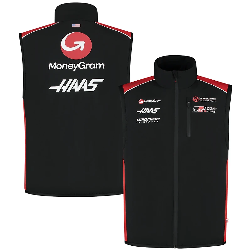 Gilet léger zippé pour homme Haas F1 noir de l'équipe