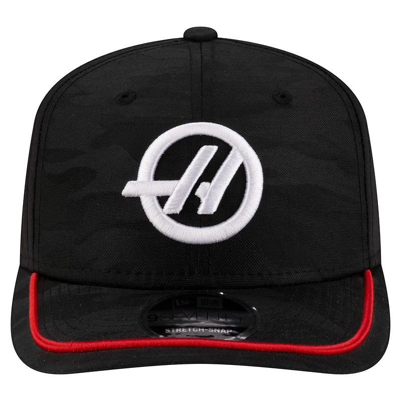 Men's New Era Black Haas F1 Team Camo 9SEVENTY Adjustable Hat