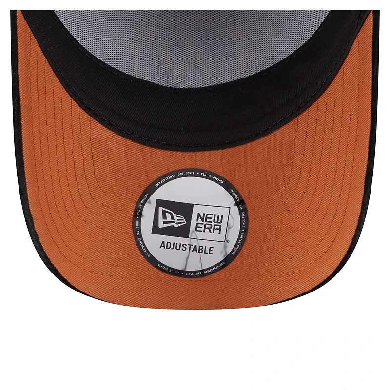 Casquette trucker New Era noire pour homme, modèle Haas F1 Team, en velours côtelé à armature en E, ajustable.