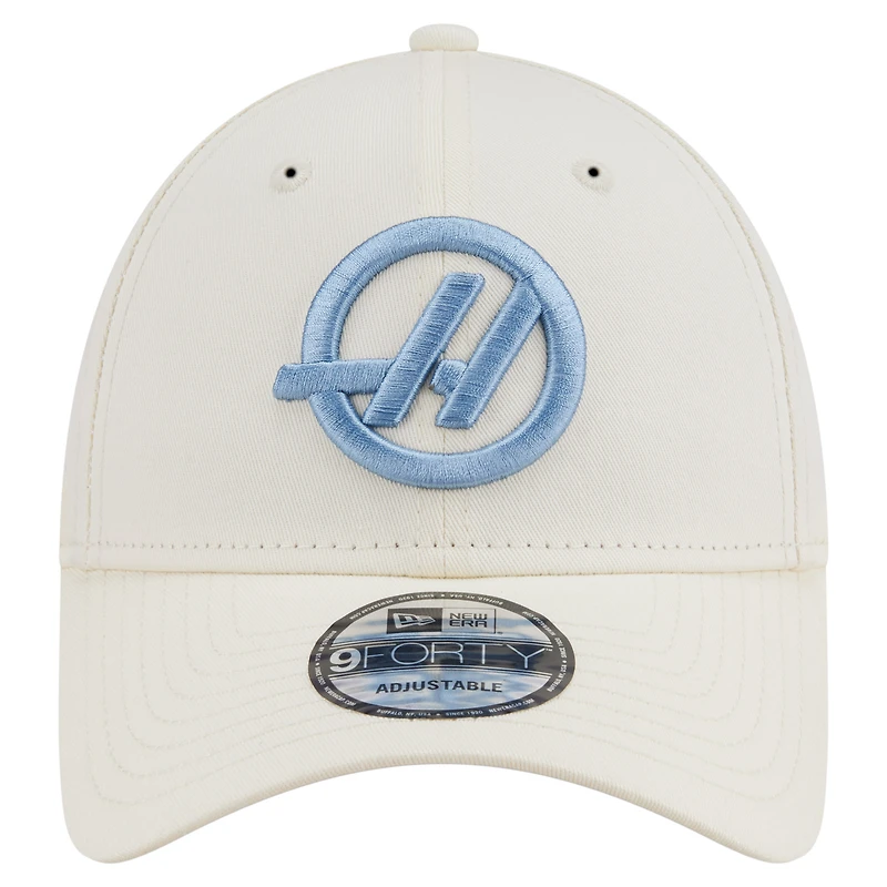 Men's New Era Cream Haas F1 Team 9FORTY Adjustable Hat