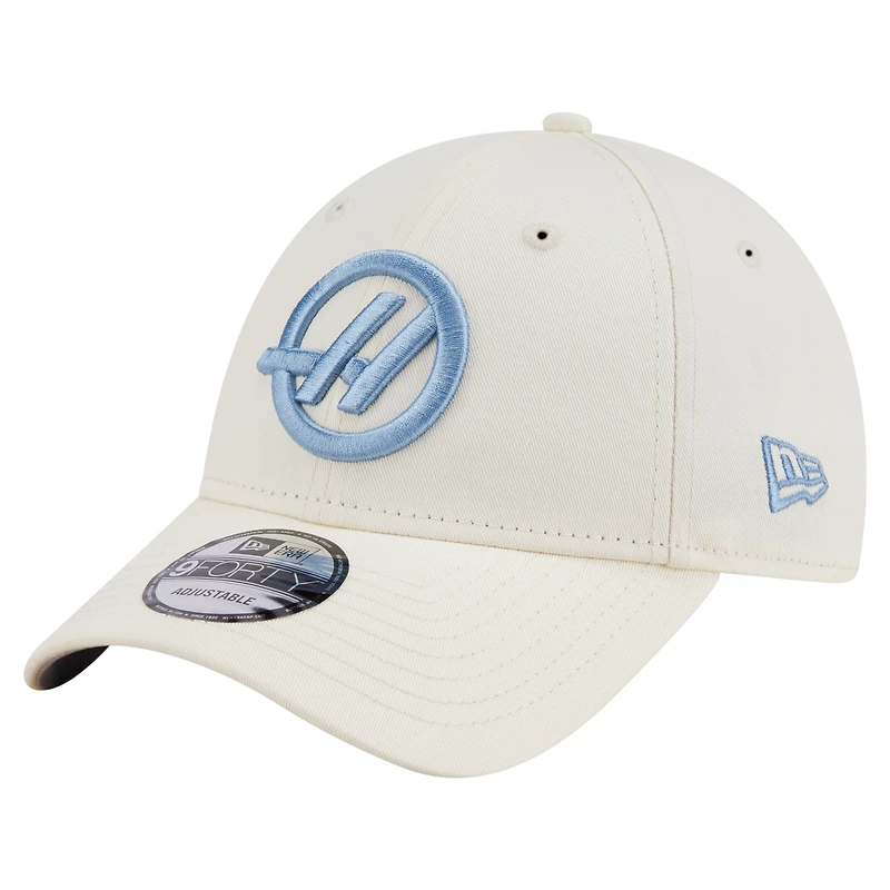 Men's New Era Cream Haas F1 Team 9FORTY Adjustable Hat