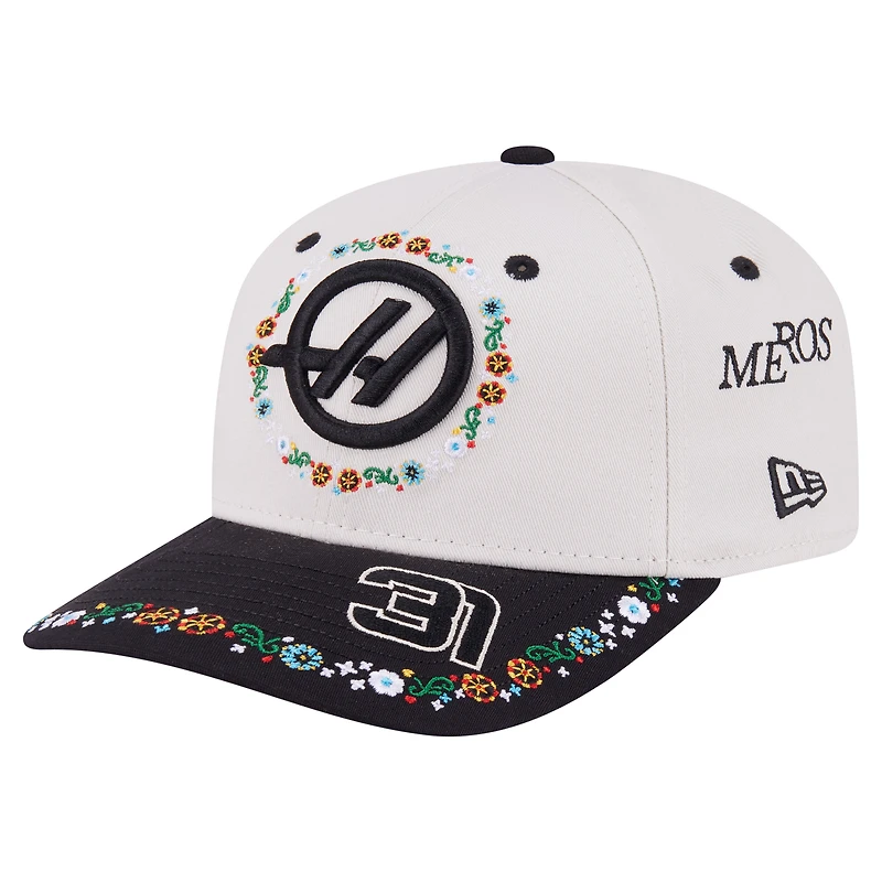 Men's New Era Esteban Ocon Light Beige Haas F1 Team 2025 Mexico Grand Prix Special 9SEVENTY Adjustable Hat