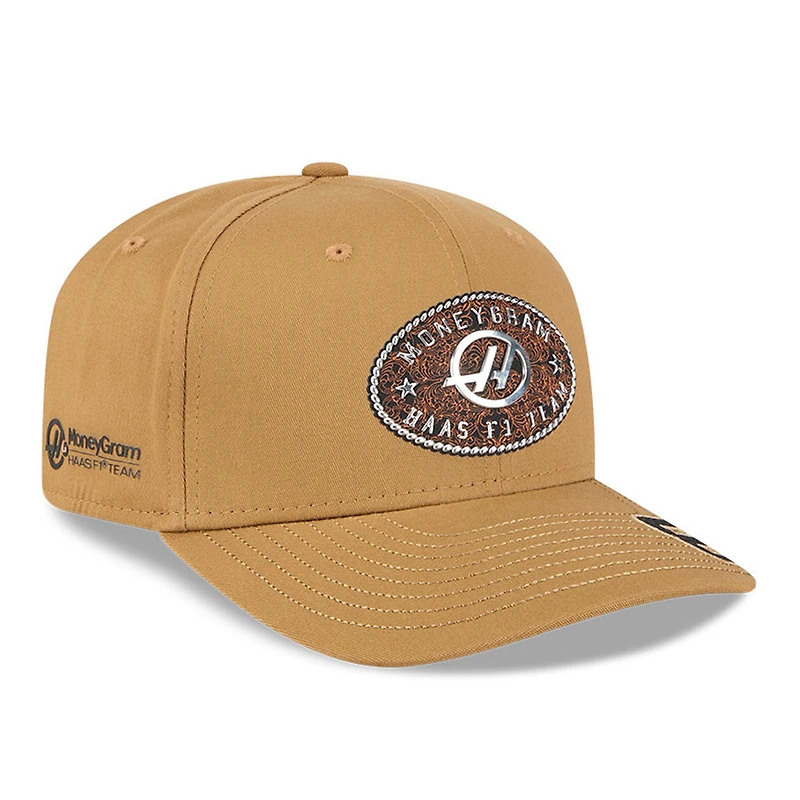 Men's New Era Ollie Bearman Light Beige Haas F1 Team Austin Race Special 9SEVENTY COOLERA Adjustable Hat