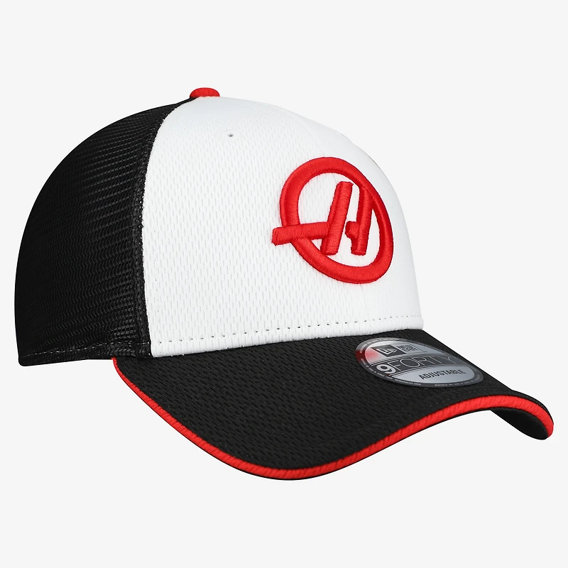 Men's New Era White/Black Haas F1 Team Summer League 9FORTY Adjustable Hat