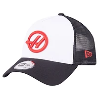 Men's New Era  White/Black Haas F1 Team Trucker Adjustable Hat
