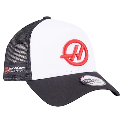 Men's New Era  White/Black Haas F1 Team Trucker Adjustable Hat